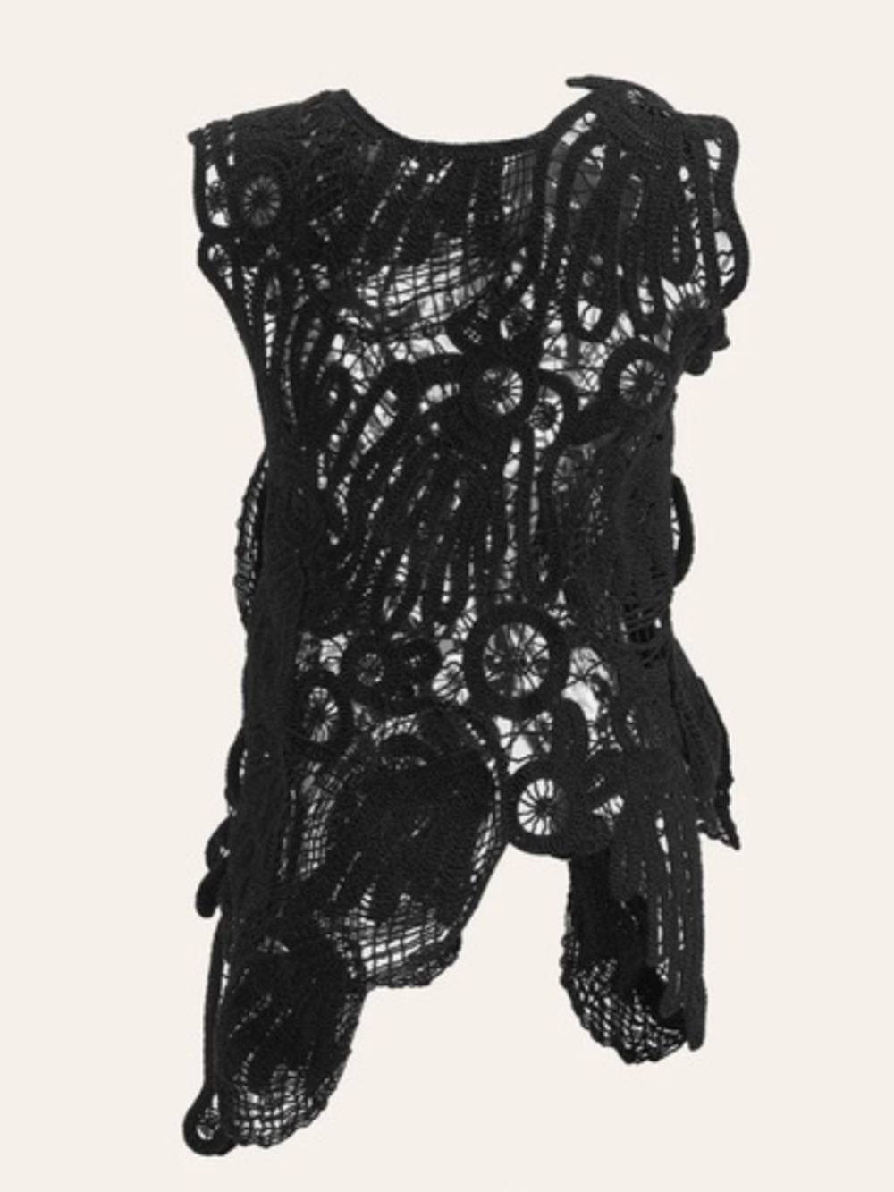 NWT Women’s COMMENSE black crocheted sweater top- Size Small - Picture 3 of 12